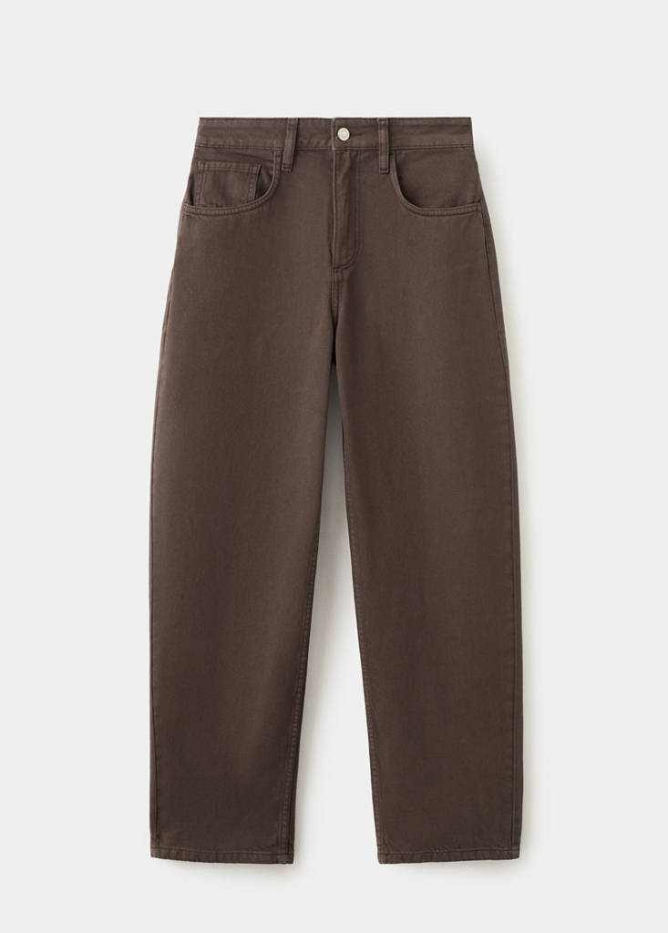 High-waisted barrel jeans — Chocolate