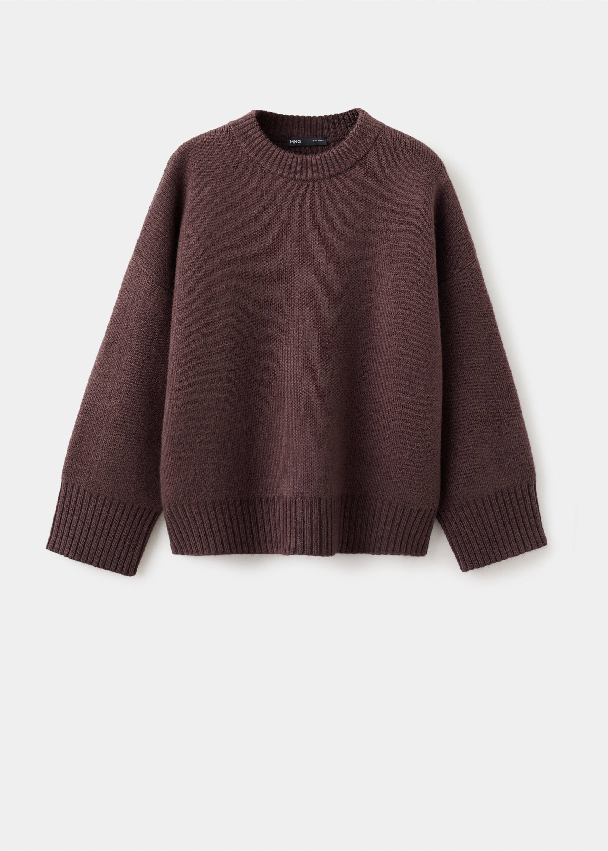 Round-neck knitted sweater - Article without model, Wine. Ref: 27013343-00.