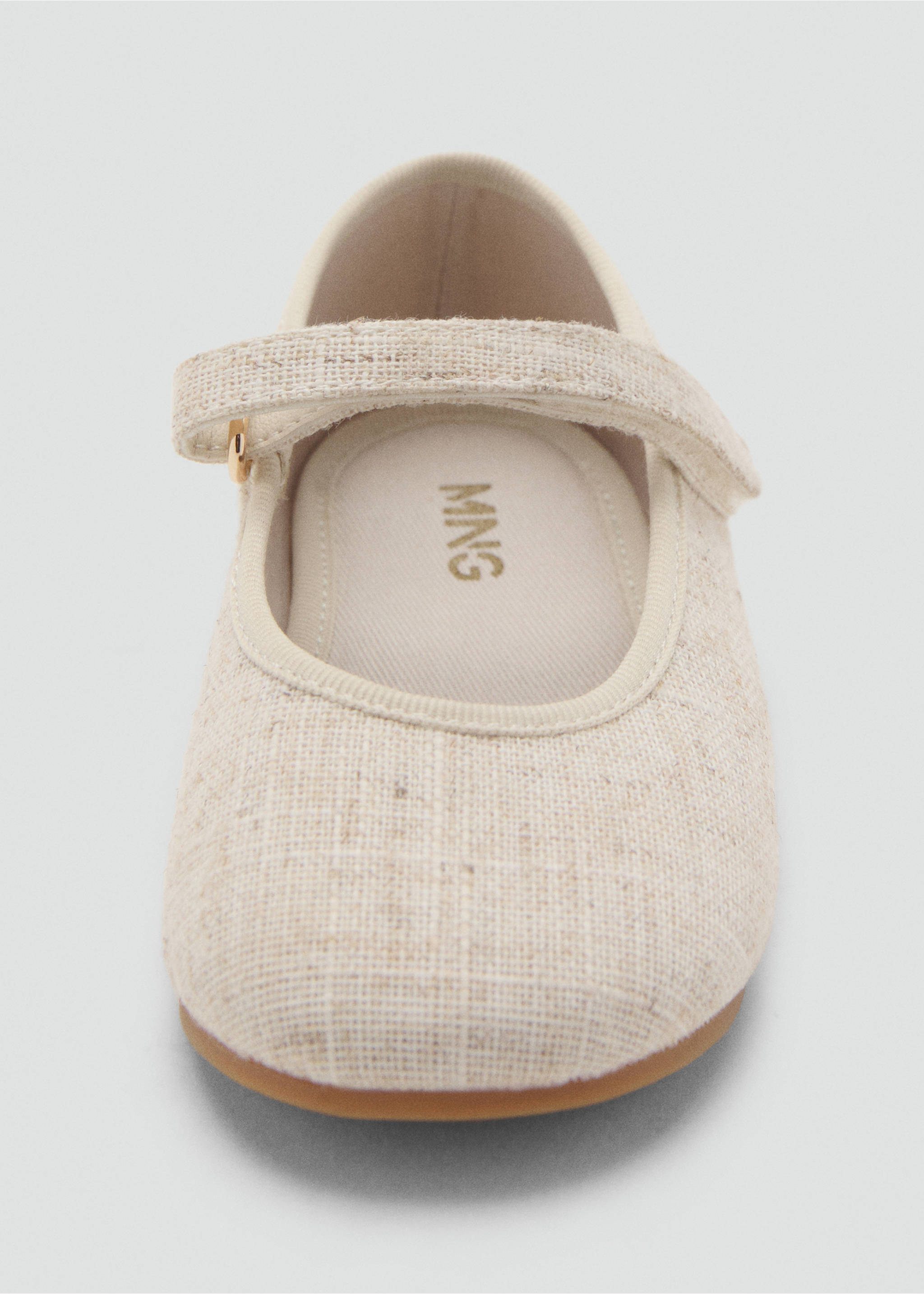 Bailarinas lino velcro - Detalle del artículo 2, Blanco roto. Ref: 27013720-00.