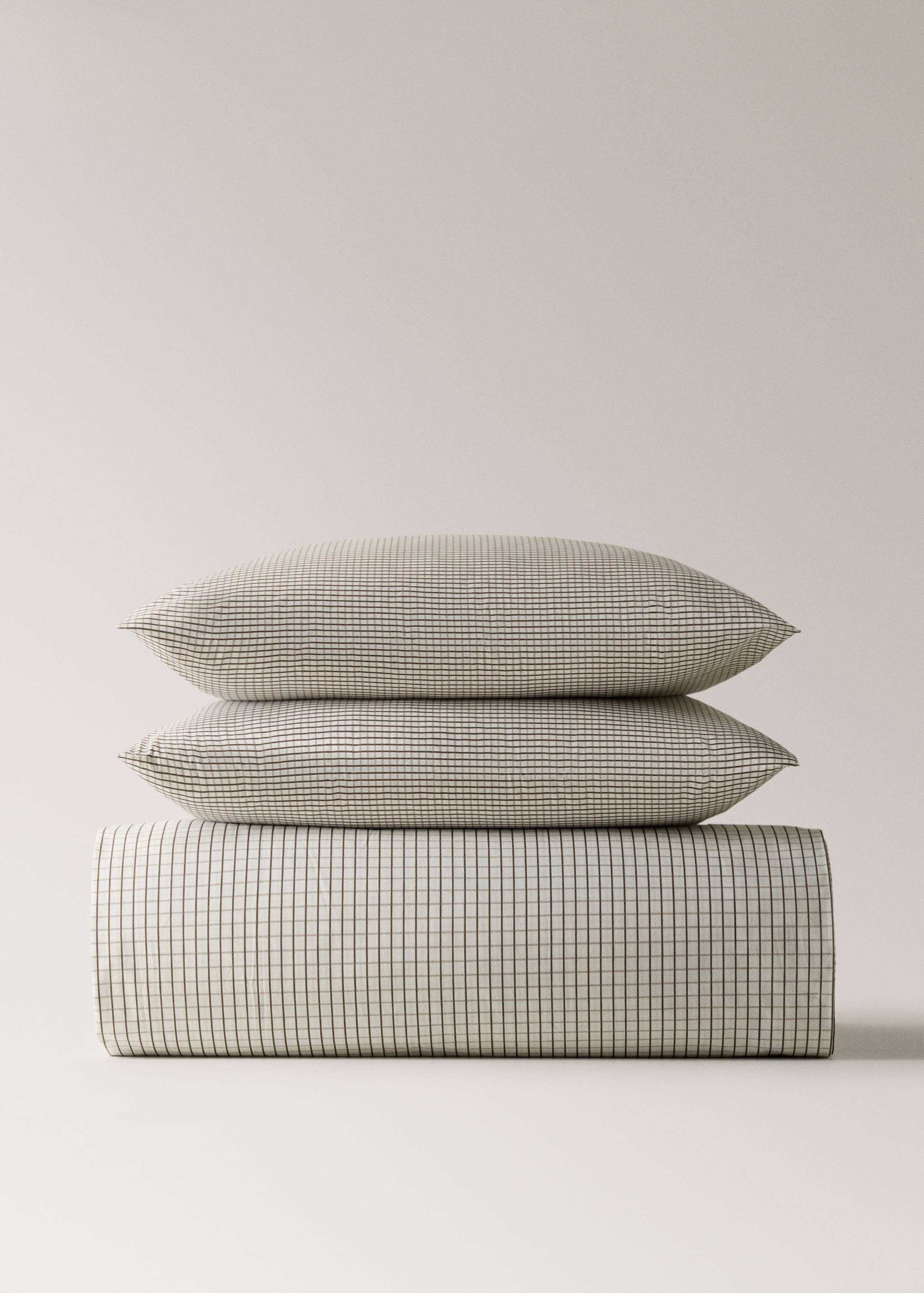 Percale cotton reversible mini-check duvet cover for 135/140 cm bed - Article without model