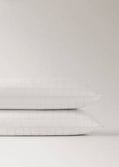 Two percale cotton pillowcases with quilted checks 50x75 cm — Off White 2