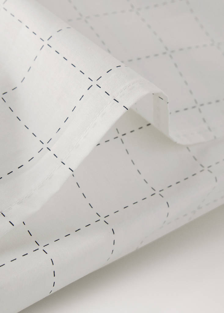 Two percale cotton pillowcases with quilted checks 50x75 cm — Off White