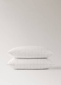 Two quilted percale cotton check pillowcases 60x60 cm — Off White 2
