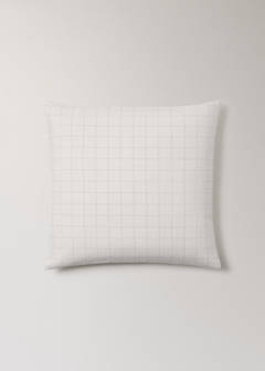 Two quilted percale cotton check pillowcases 60x60 cm — Off White 6