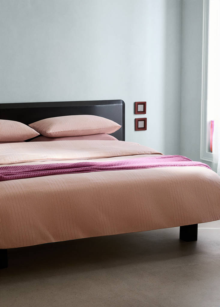 Percale cotton striped watercolour duvet cover Single bed — Pink
