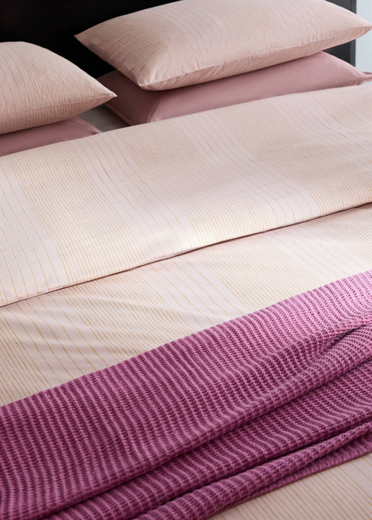 Percale cotton striped watercolour duvet cover Single bed — Pink