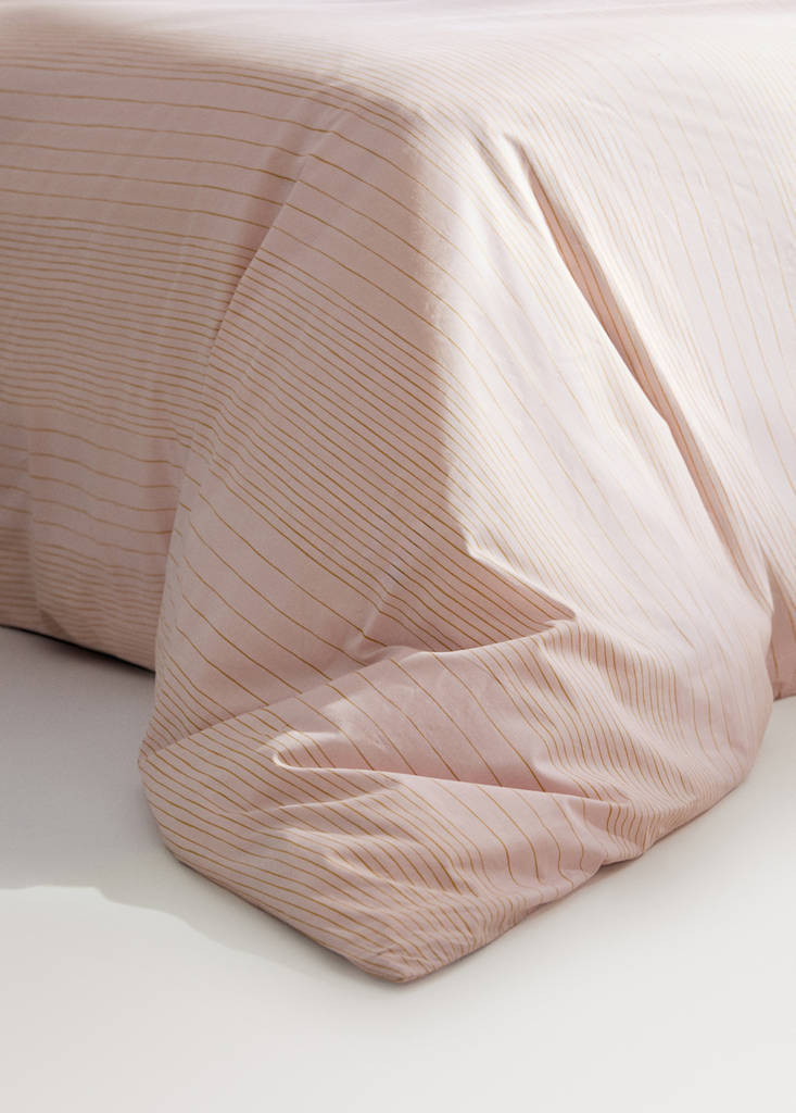 Percale cotton striped watercolour duvet cover Single bed — Pink