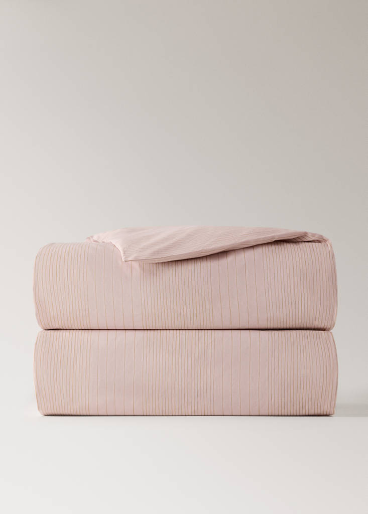 Percale cotton striped watercolour duvet cover Single bed — Pink