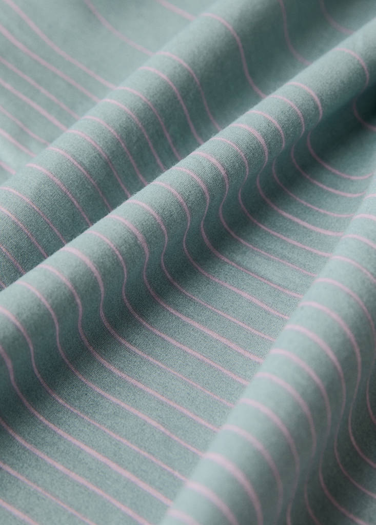 Percale cotton striped watercolour duvet cover King bed — Aqua Green