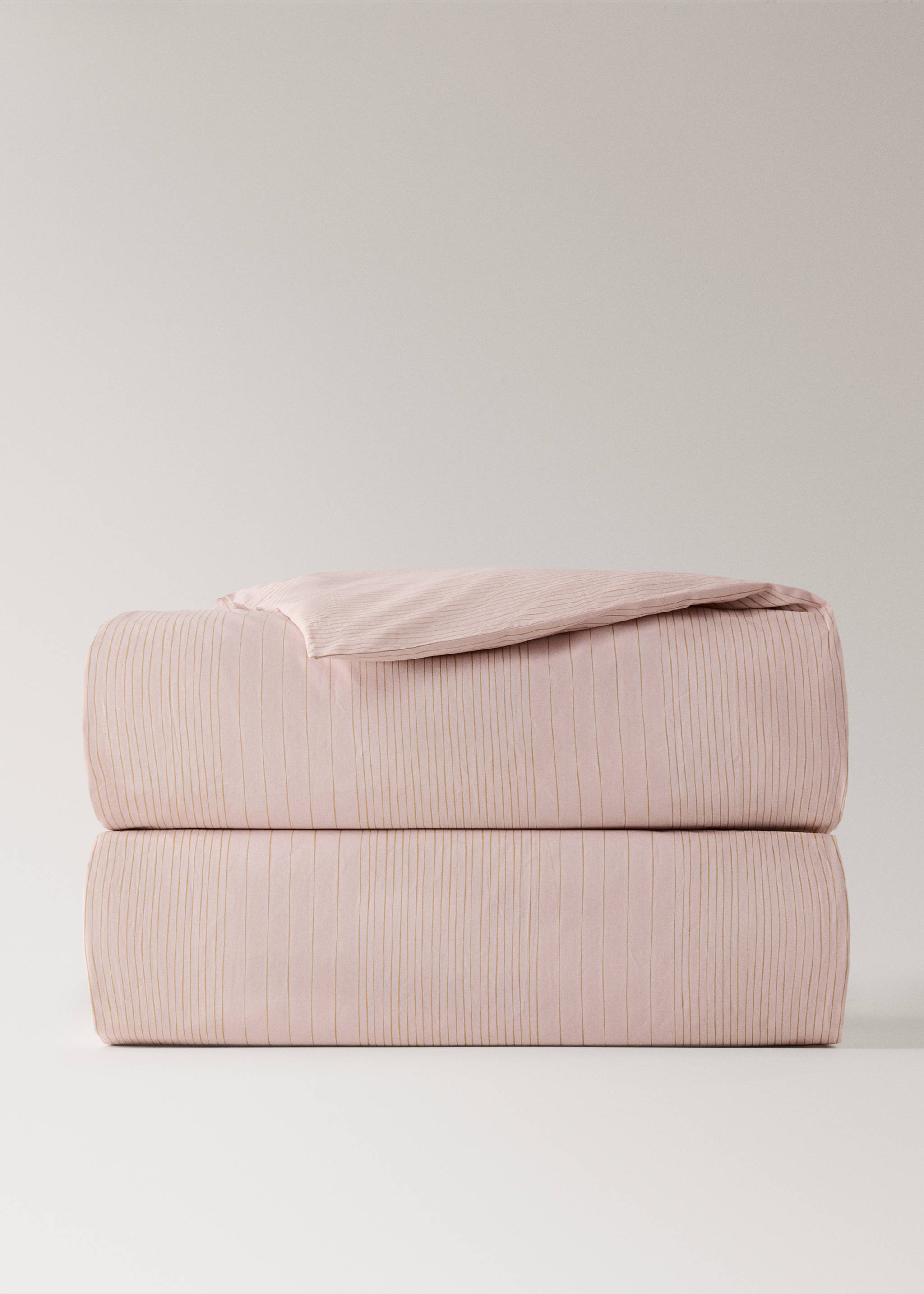 Housse de couette coton percale rayures aquarelle lit 150/160 cm - Article sans modèle, Rose. Ref: 27013735-00.