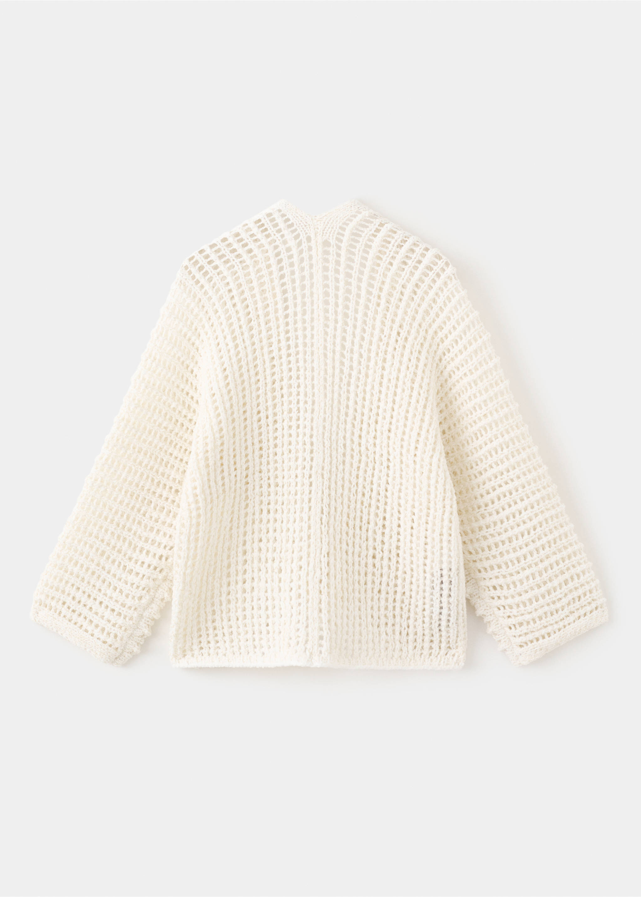 Cardigan en maille ajourée lurex - Verso de l’article, Écru. Ref: 27013736-00.