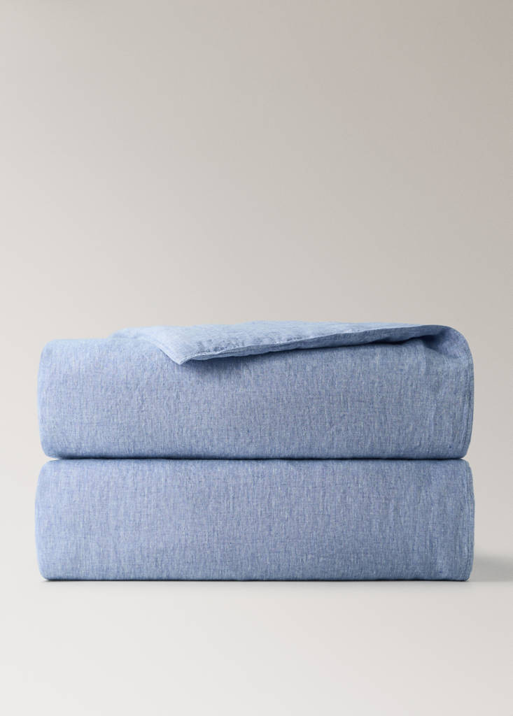 Linen yarn-dyed duvet cover for a 90 cm bed — Blue