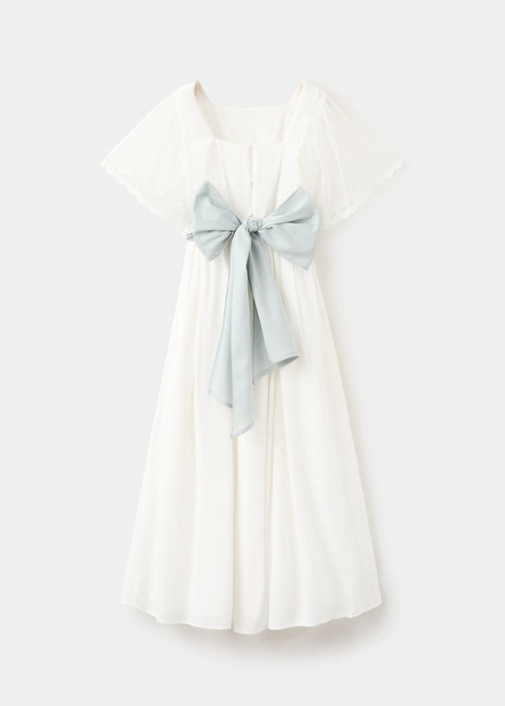 Long dress with bow — White