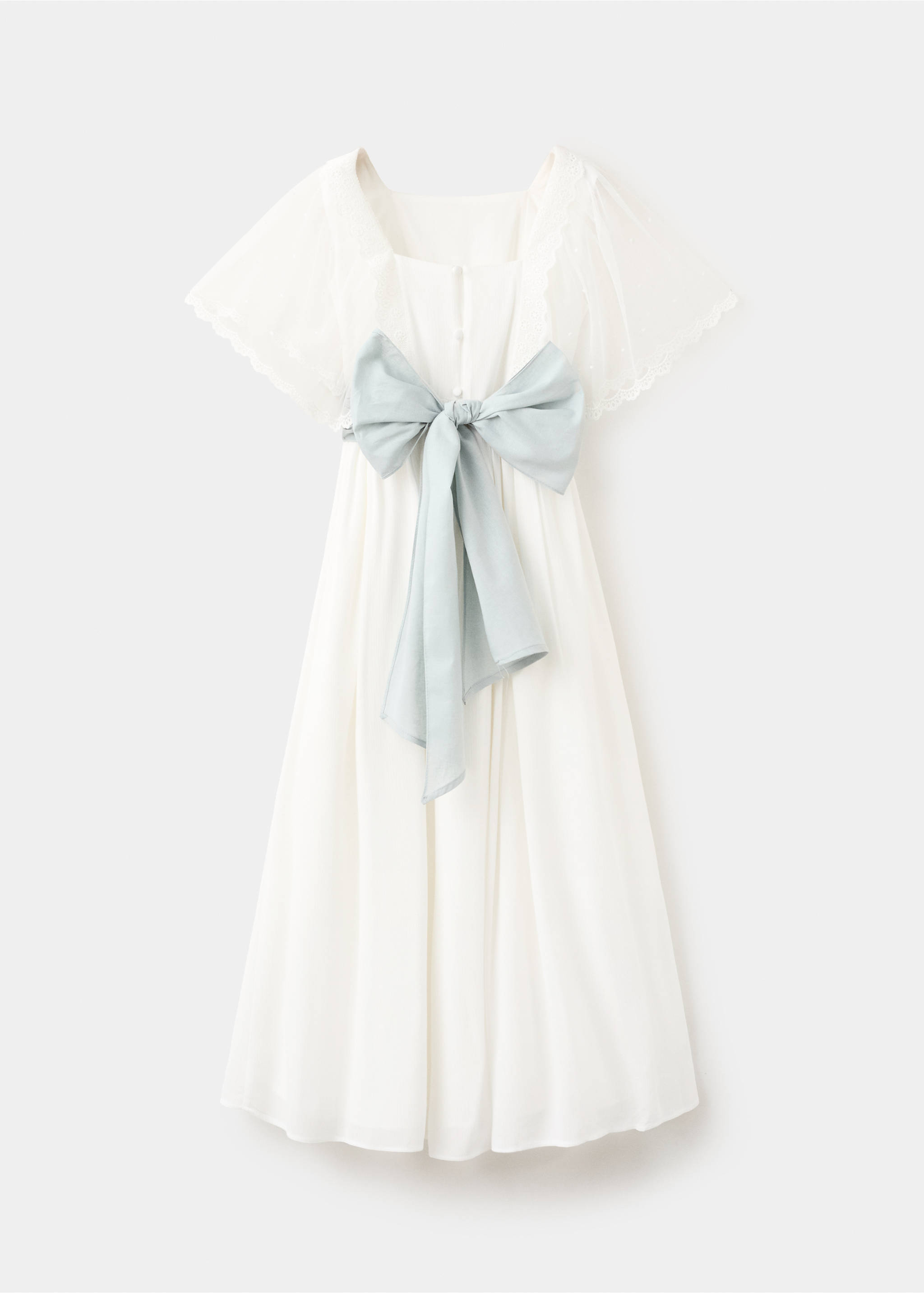 Long dress with bow - Reverse of the article, White. Ref: 27013738-01.