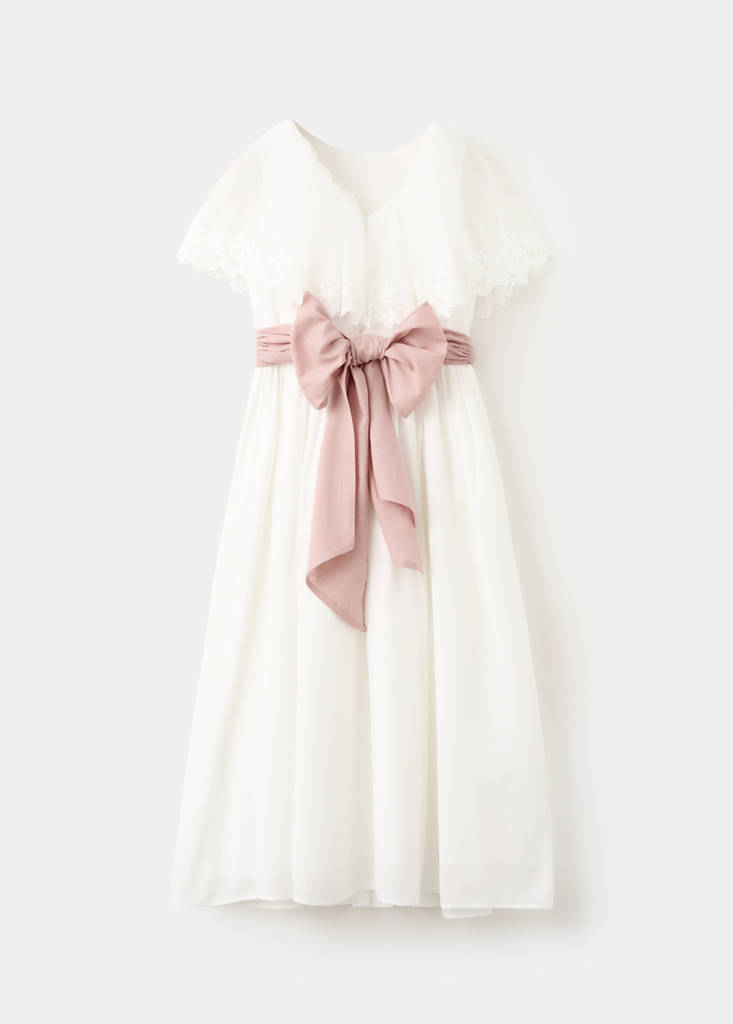 Linen tie dress — White