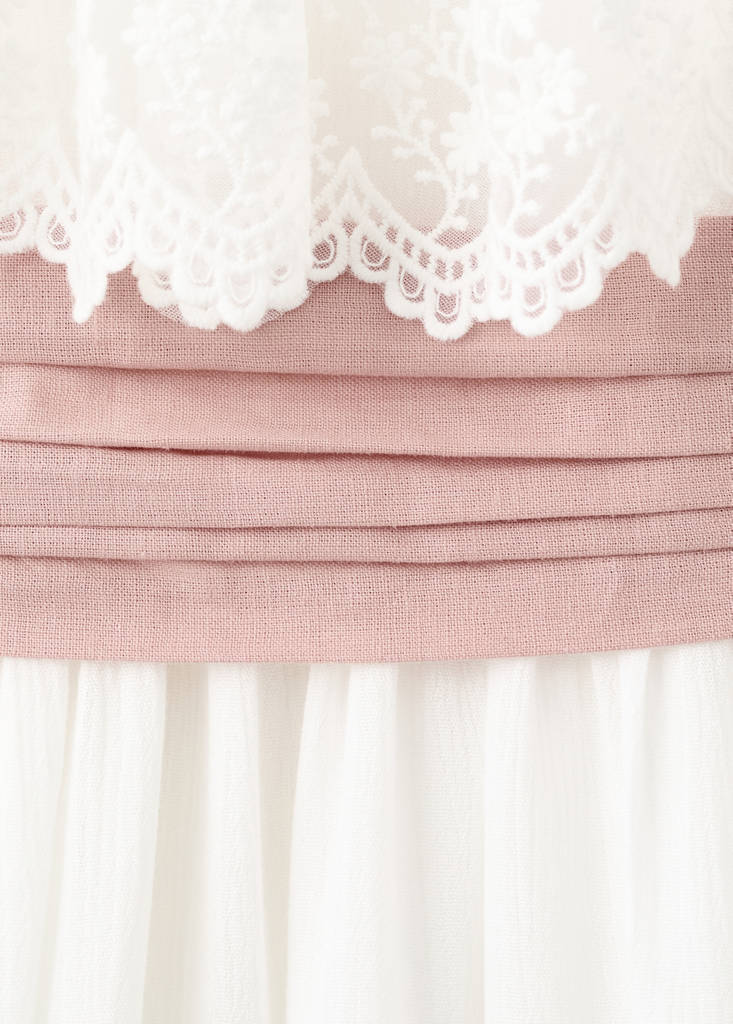 Linen tie dress — White