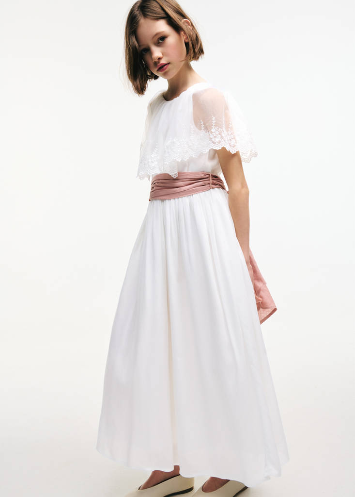 Linen tie dress — White