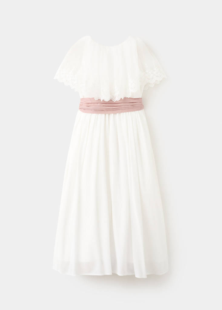 Linen tie dress — White