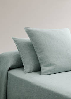 Two 100% linen melange pillowcases 60x60 cm — Pastel Green 1