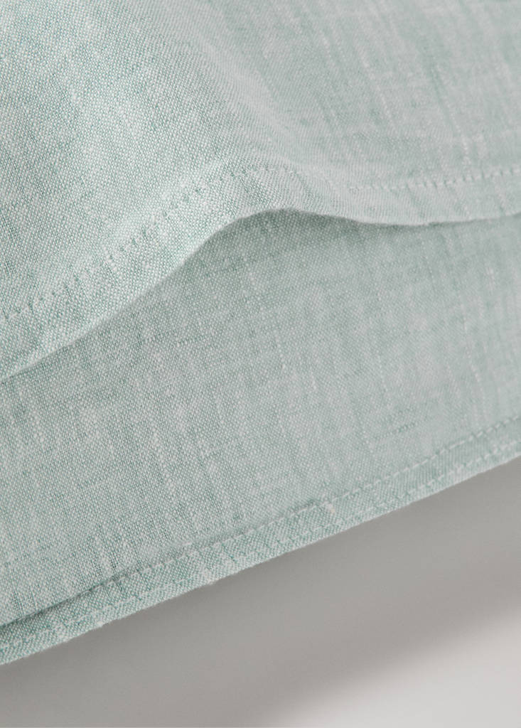 Two 100% linen melange pillowcases 60x60 cm — Pastel Green