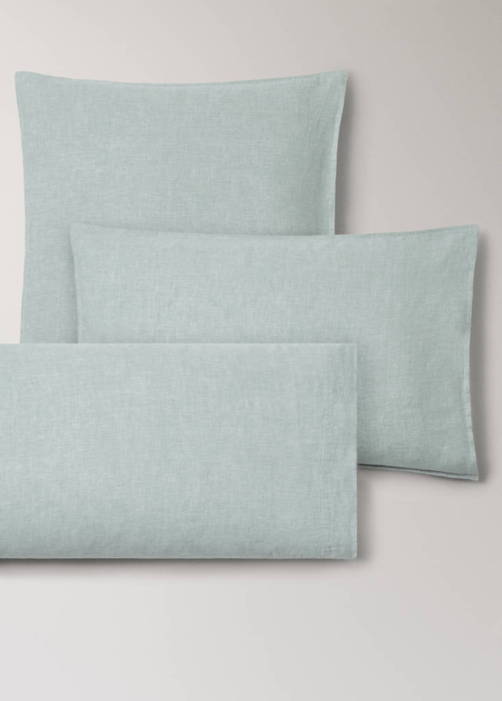 Two 100% linen melange pillowcases 60x60 cm — Pastel Green
