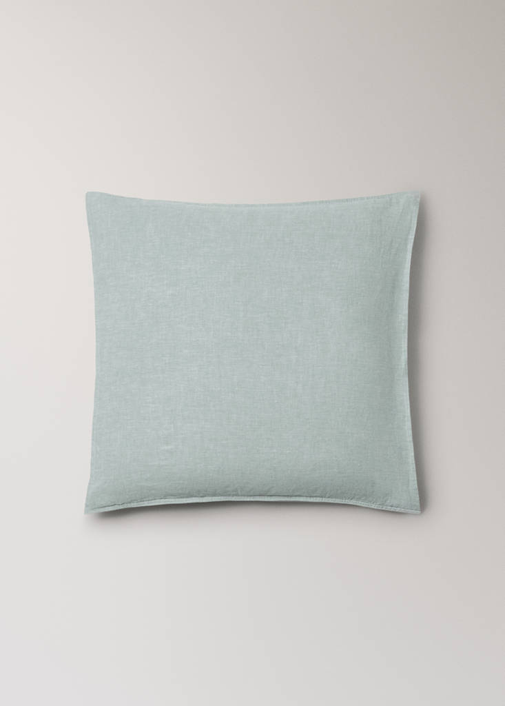 Two 100% linen melange pillowcases 60x60 cm — Pastel Green