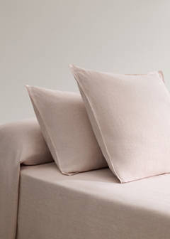 Two 100% linen melange pillowcases 60x60 cm — Pale Pink 1