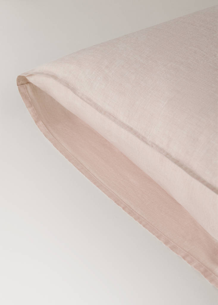Two 100% linen melange pillowcases 60x60 cm — Pale Pink