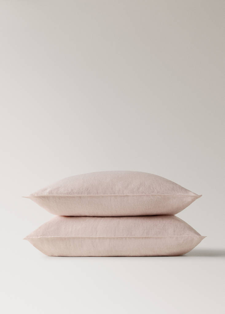 Two 100% linen melange pillowcases 60x60 cm — Pale Pink