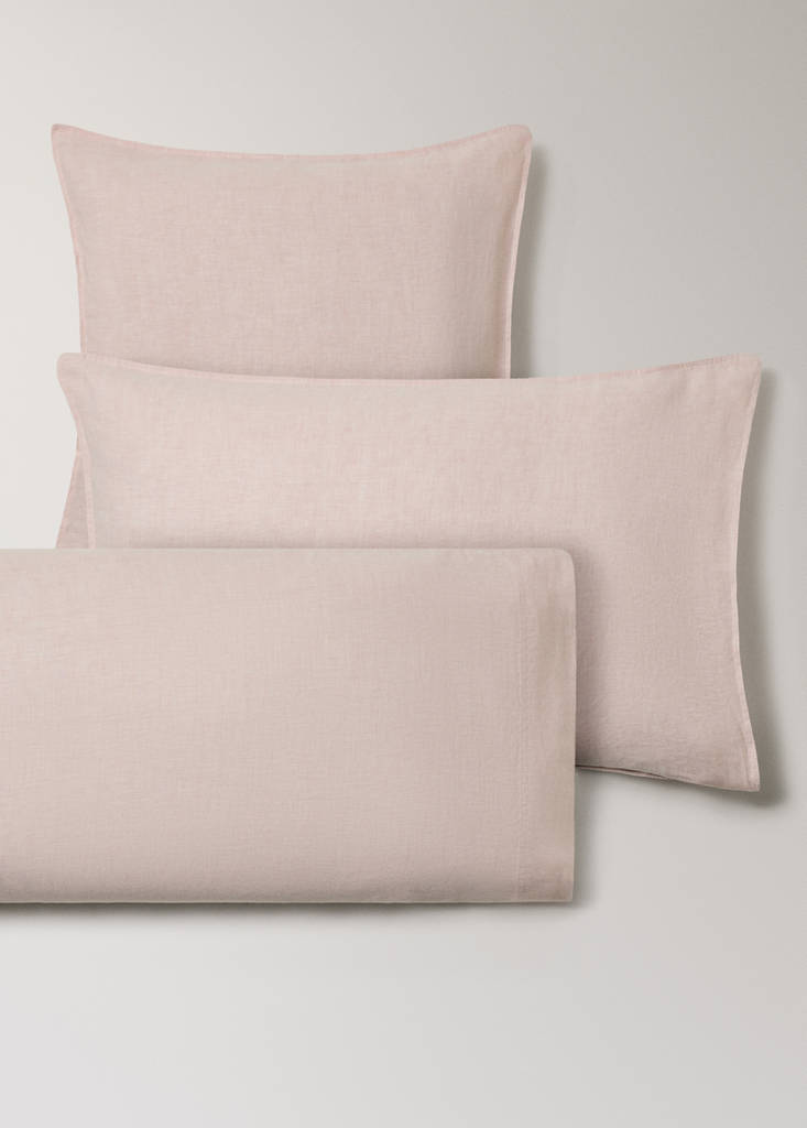 Two 100% linen melange pillowcases 60x60 cm — Pale Pink