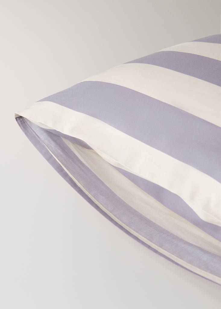 Two 200 thread count cotton percale pillowcases with wide stripe pattern 50x75 cm — Lilac