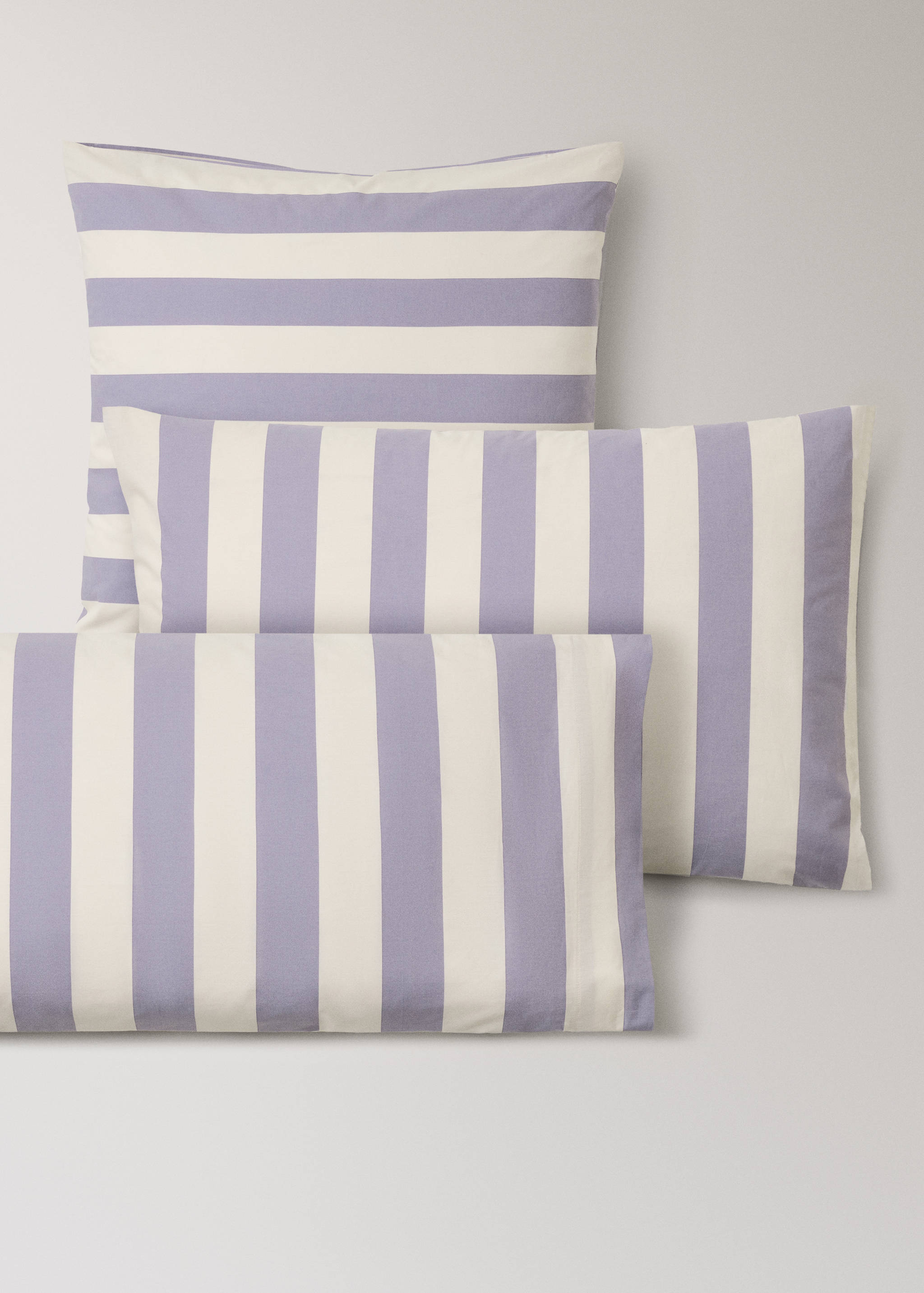 Two 200-thread-count cotton percale pillowcases with a wide-striped print 50 x 75 cm - Details of the article 4
