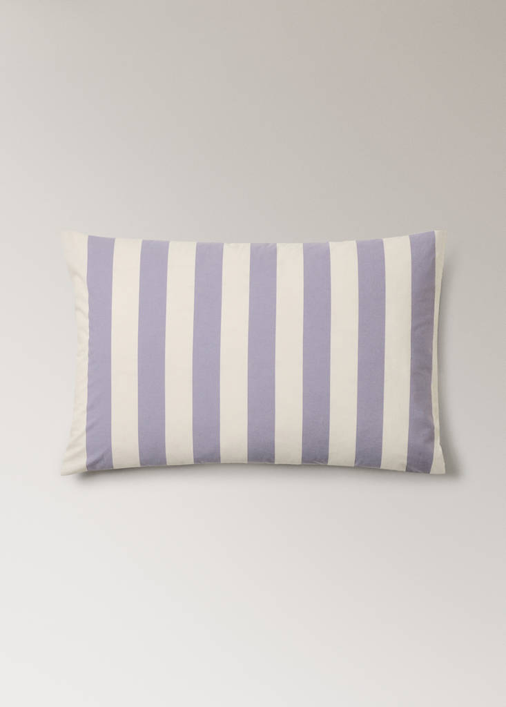 Two 200 thread count cotton percale pillowcases with wide stripe pattern 50x75 cm — Lilac