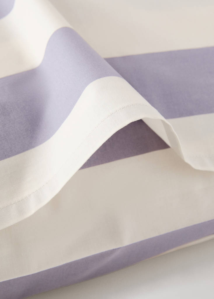 Two 200-thread count cotton percale pillowcases with wide stripe pattern 60x60 cm — Lilac