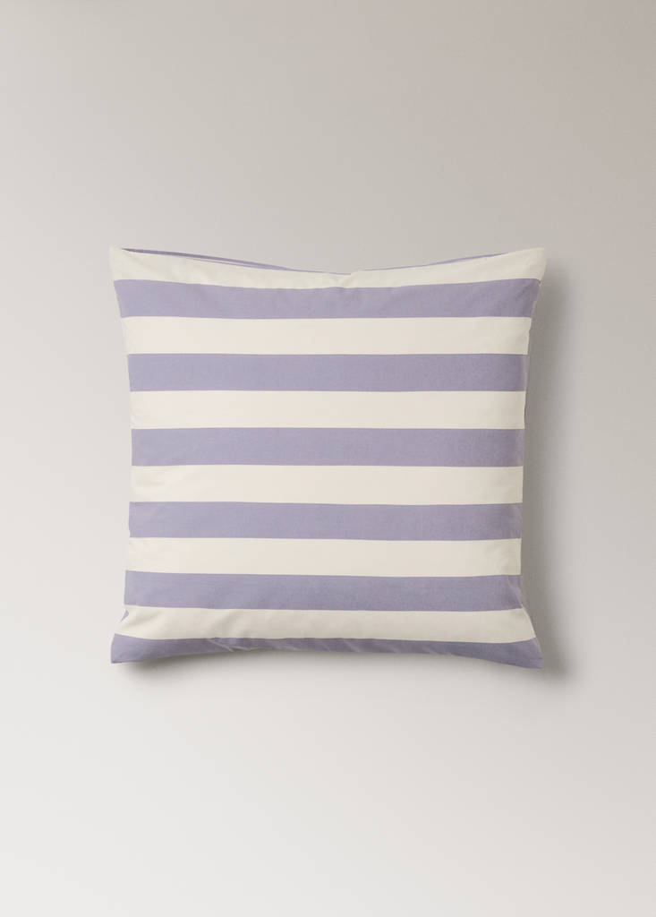 Two 200-thread count cotton percale pillowcases with wide stripe pattern 60x60 cm — Lilac