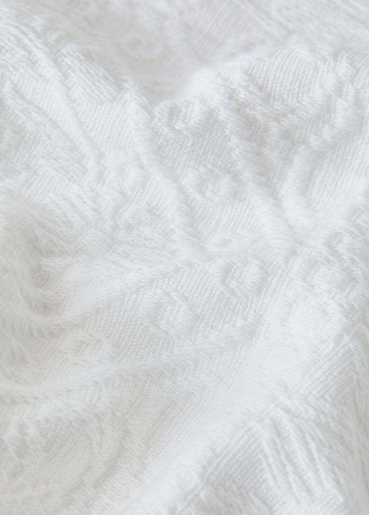 Vorgewaschene Jacquard-Tagesdecke, 300 g, für Betten 180/200 cm — Ecru