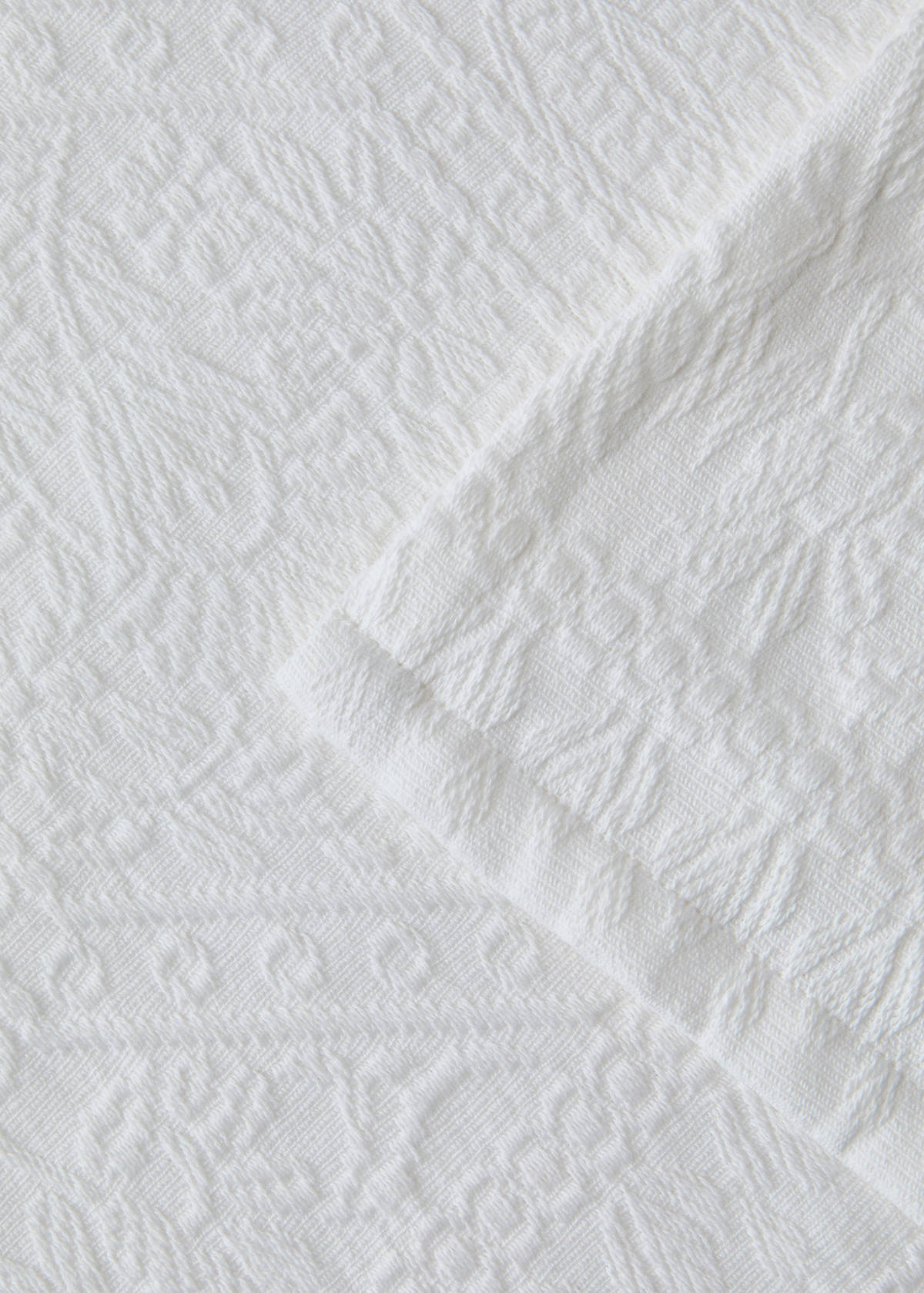Vorgewaschene Jacquard-Tagesdecke, 300 g, für Betten 90/105 cm — Ecru