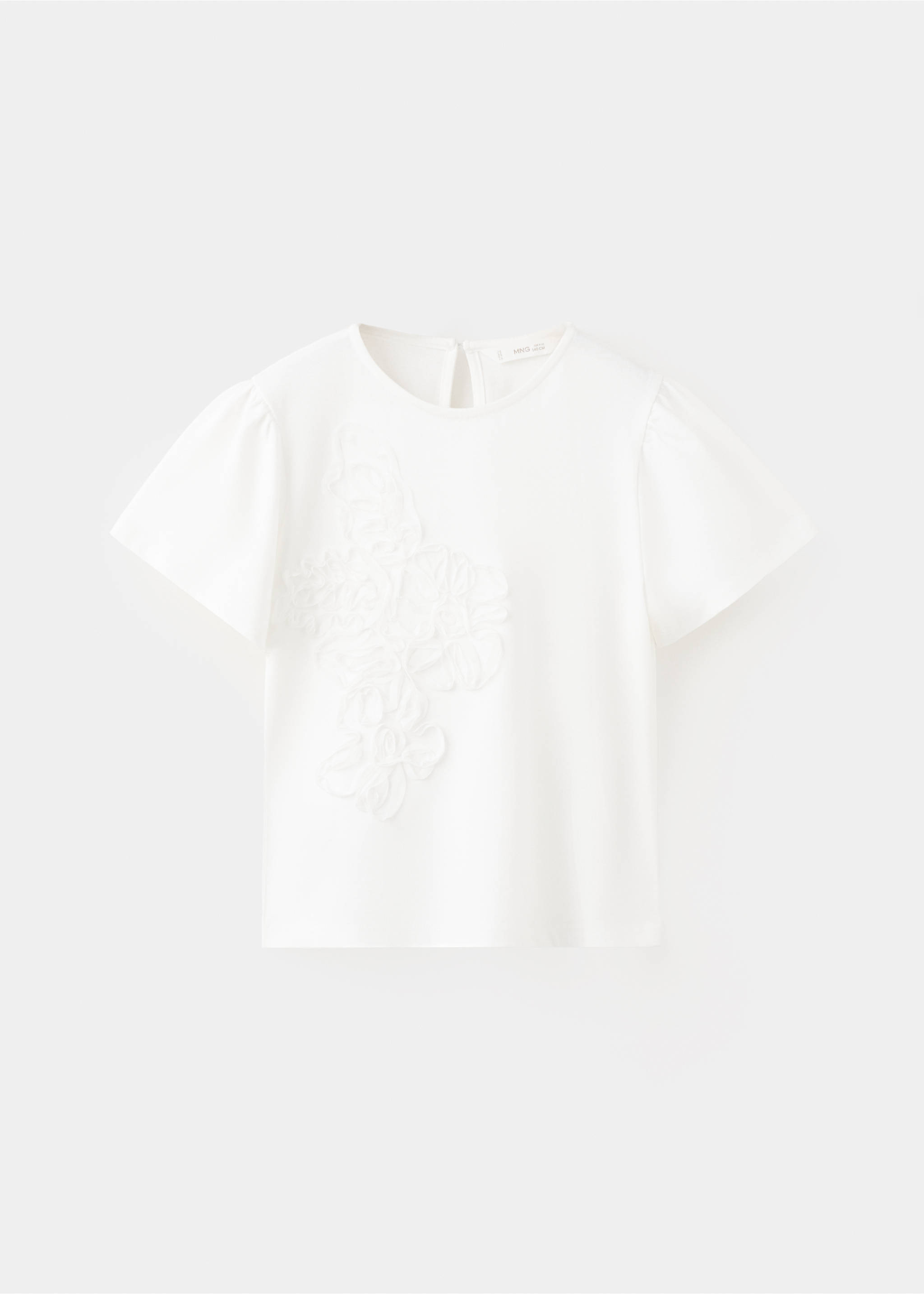 T-shirt fleurs relief - Article sans modèle, Blanc cassé. Ref: 27014044-00.