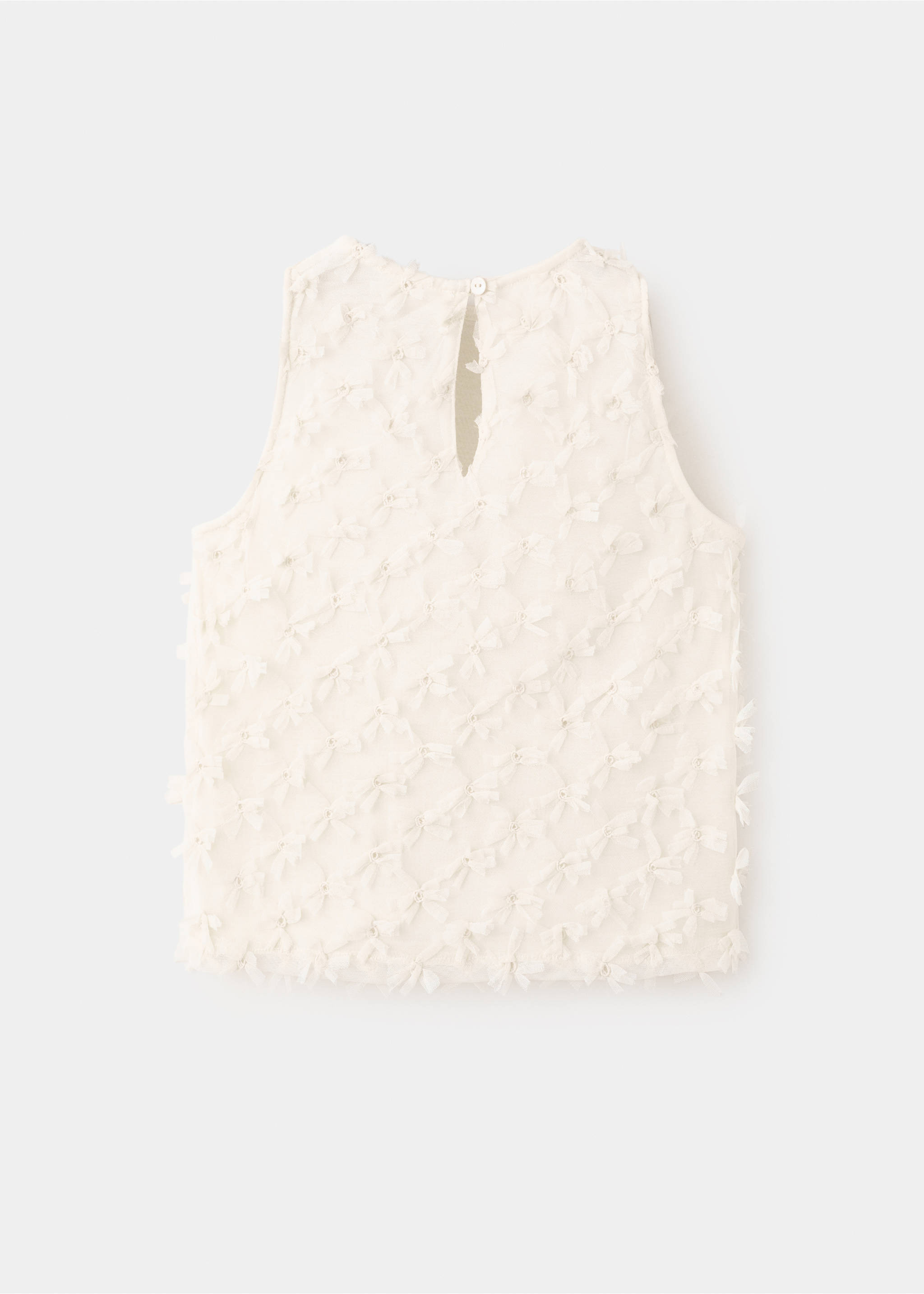 Футболка с рельефными цветами - Обратная сторона изделия, Грязно-белый. Ref: 27014046-00.