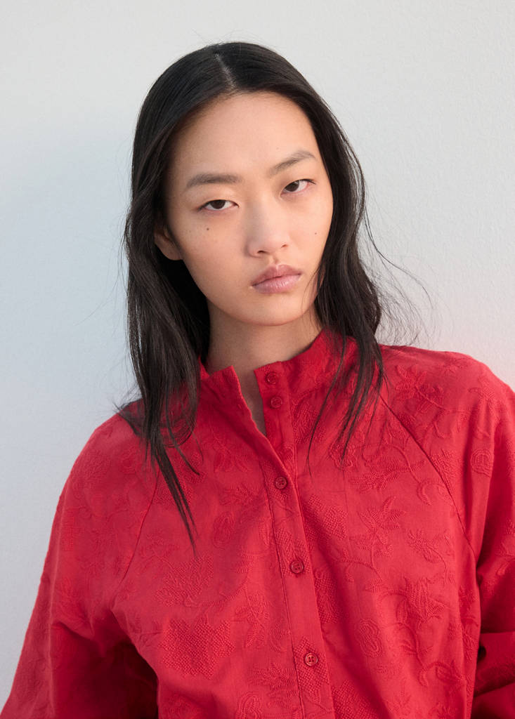 MANGO - Embroidered shirt dress Strawberry - 6