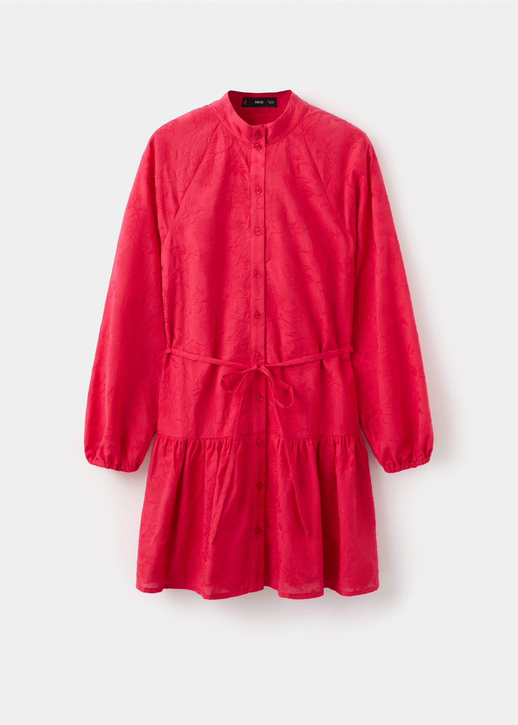 Geborduurde overhemdjurk - Artikel zonder model, Aardbeirood. Ref: 27014049-00.