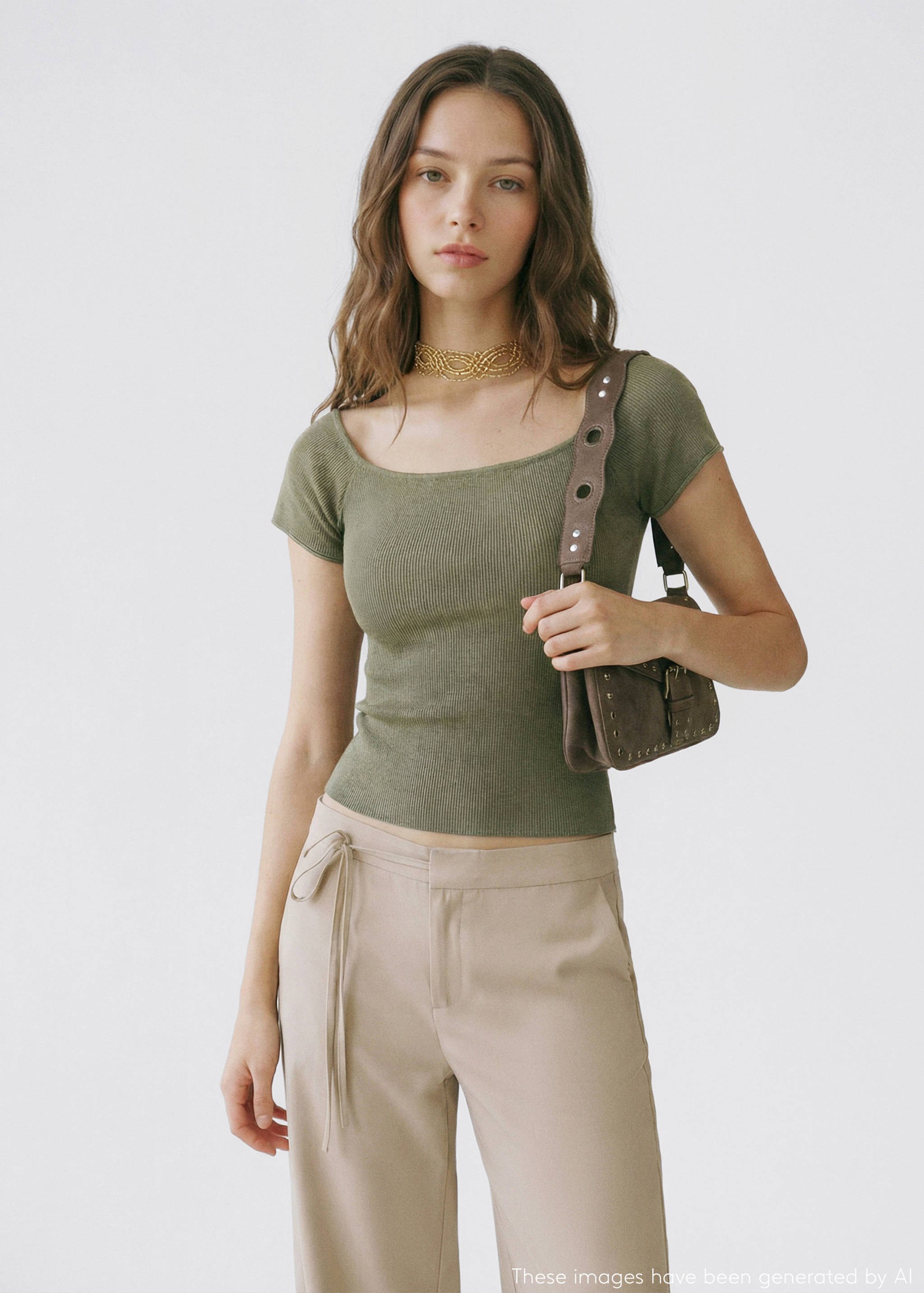 Укороченный приталенный топ - Средний план