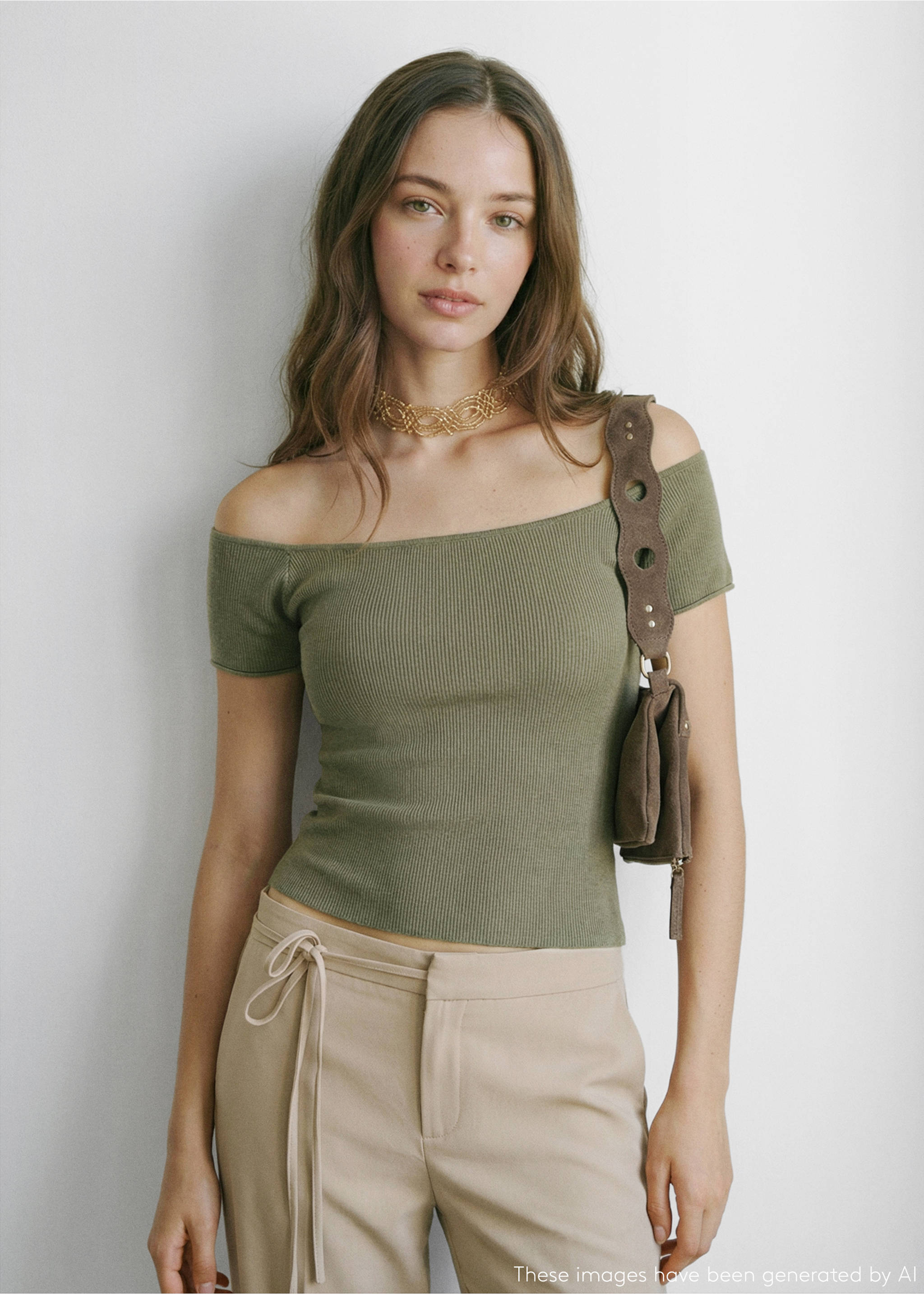 Top crop entallat - Detall de l'article 1, Caqui. Ref: 27014050-00.