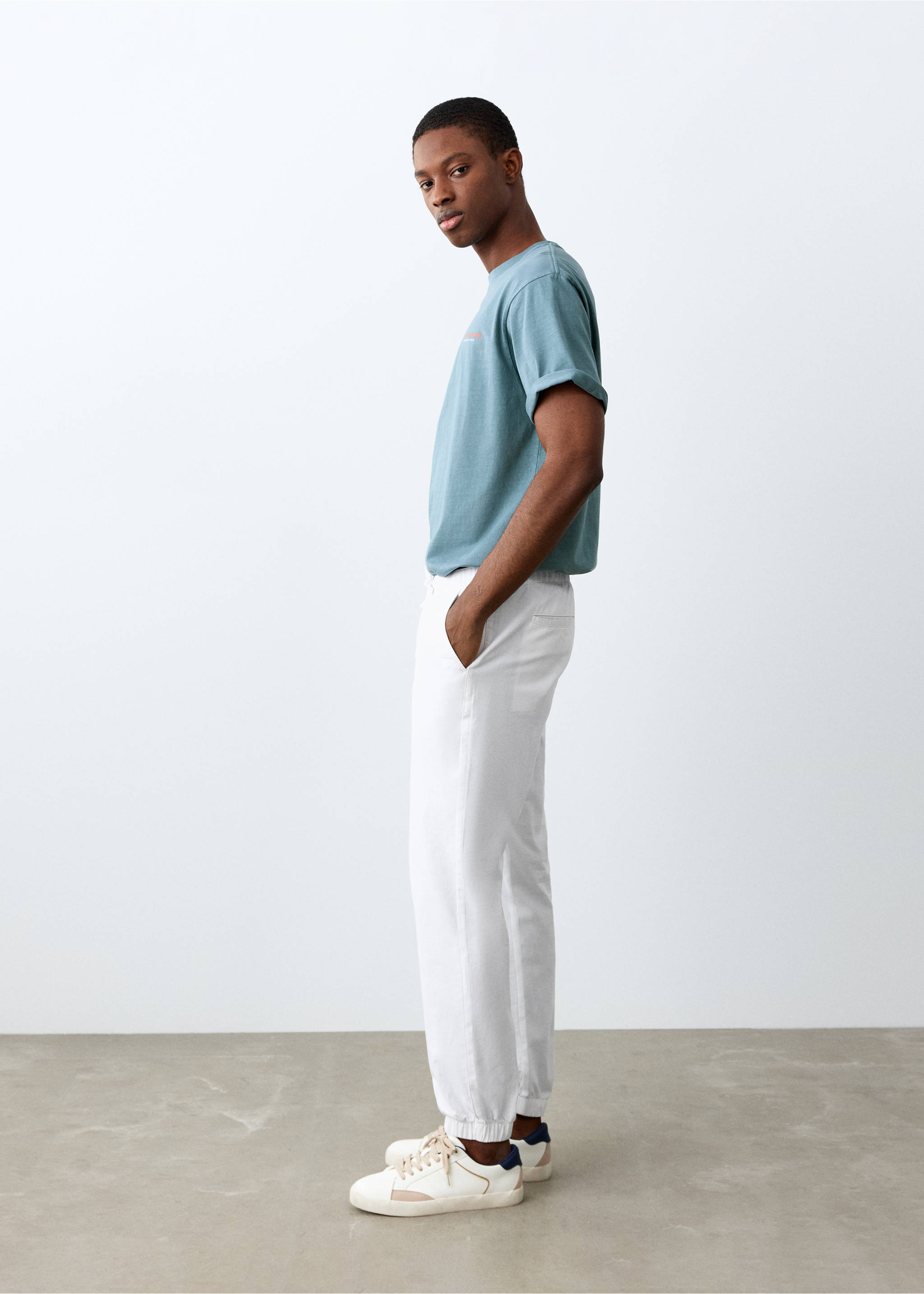 Pantalón jogger cordón - Plano medio, Blanco. Ref: 27014054-00.