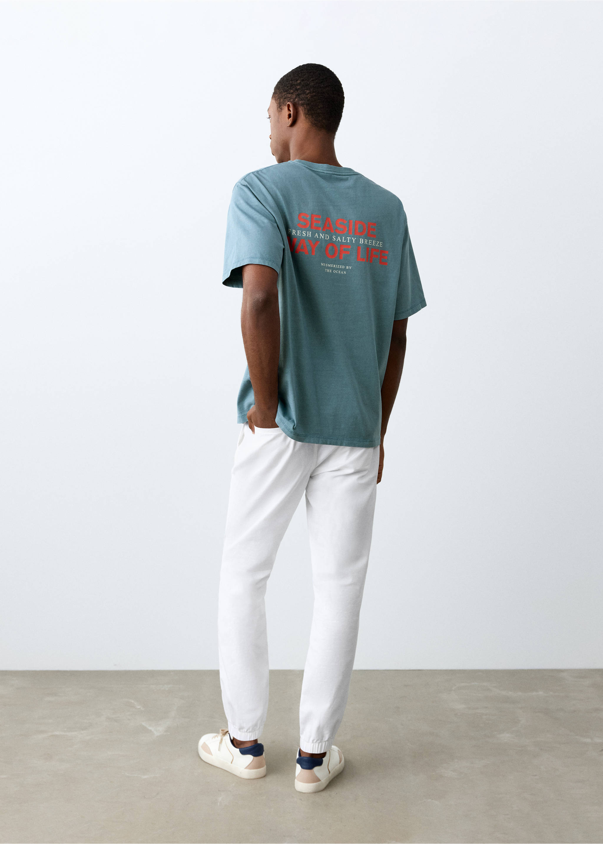 Pantalón jogger cordón - Reverso del artículo, Blanco. Ref: 27014054-00.