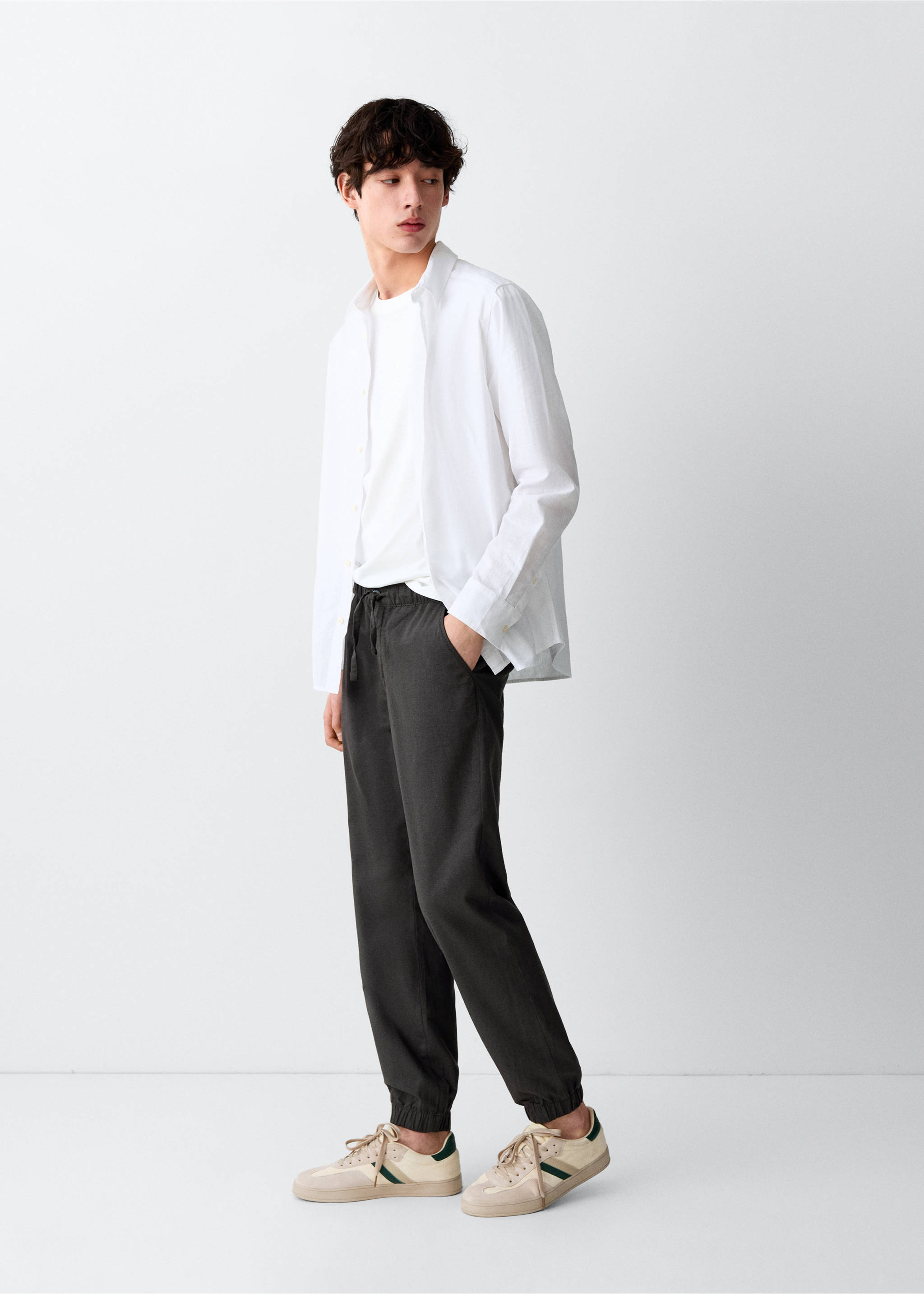 Drawstring jogger trousers - Medium plane, Charcoal. Ref: 27014055-00.