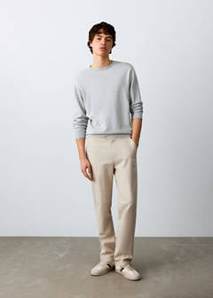 Straight cotton-linen trousers — Sand 2