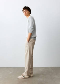 Straight cotton-linen trousers — Sand 1