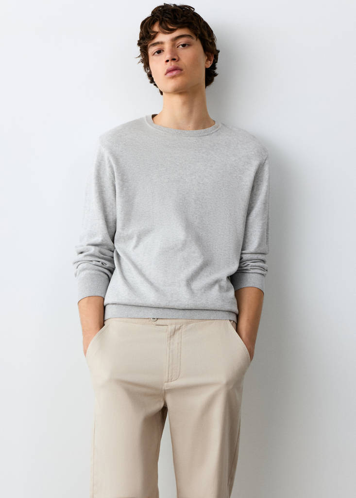 Straight cotton-linen trousers — Sand