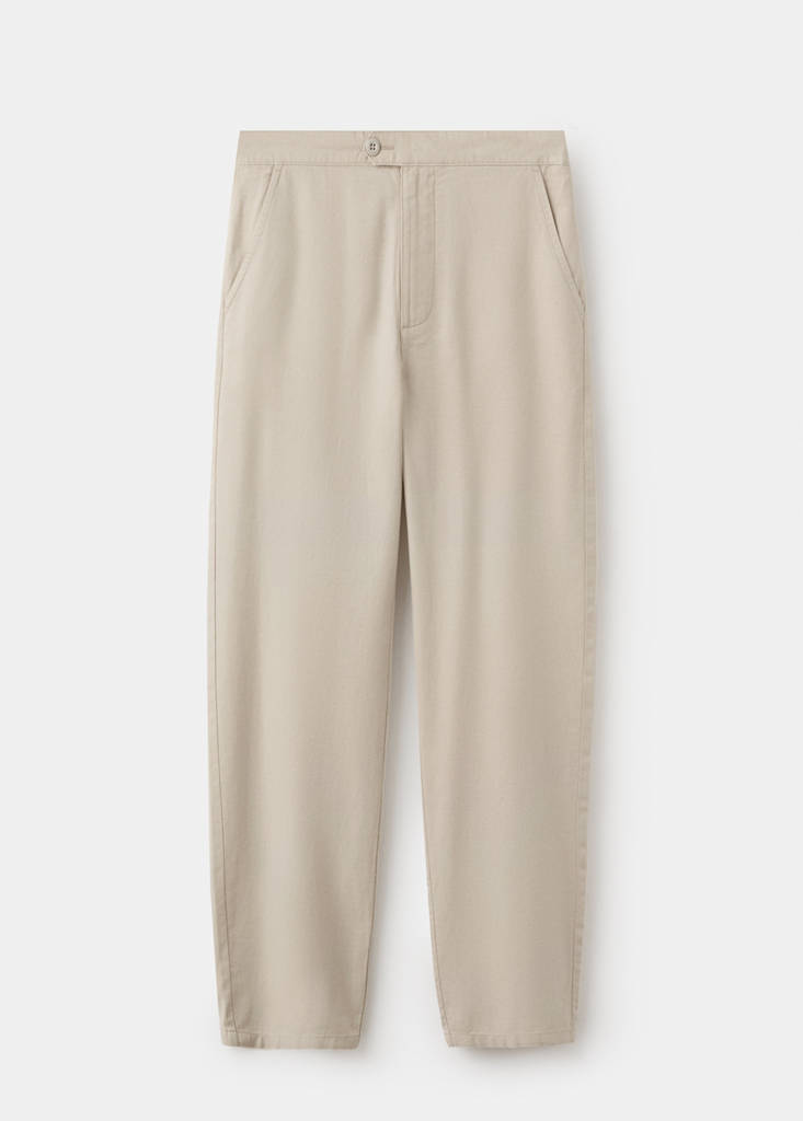 Straight cotton-linen trousers — Sand